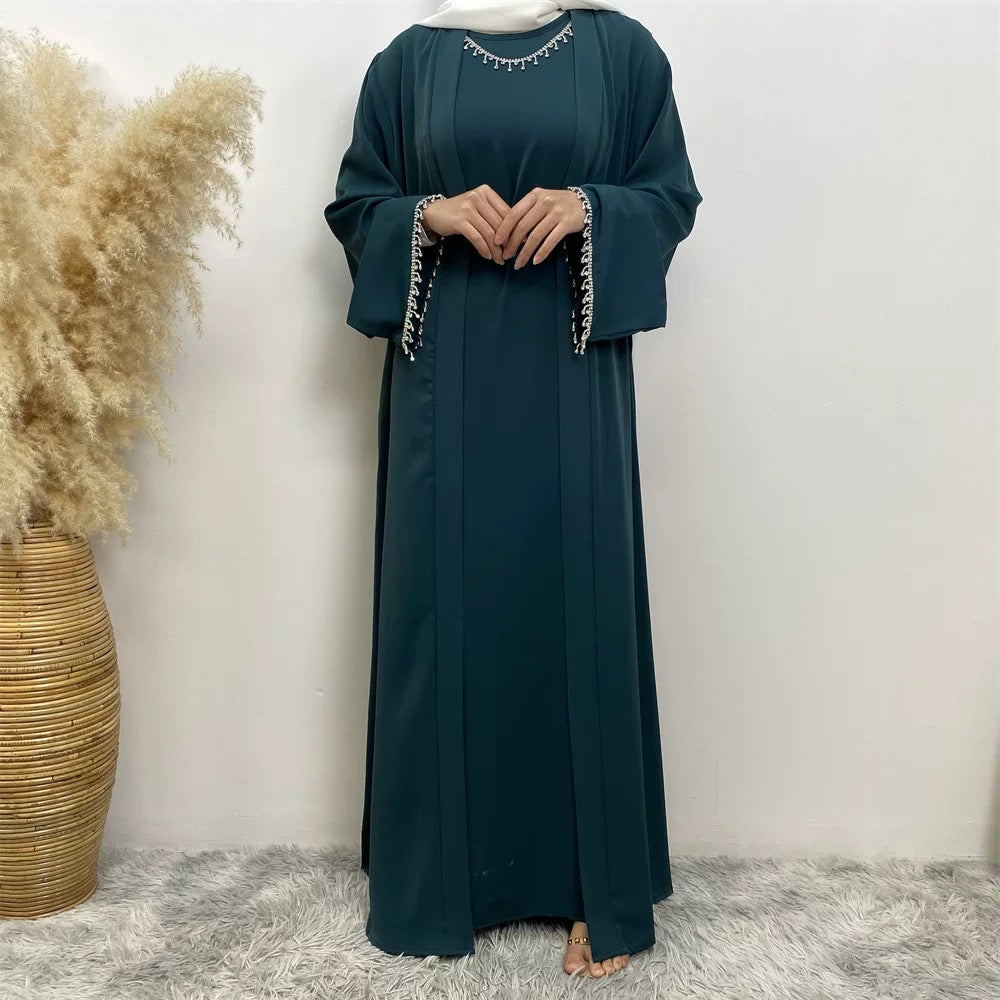 Hana – Klassische Abaya mit Glitzer – Bild 3