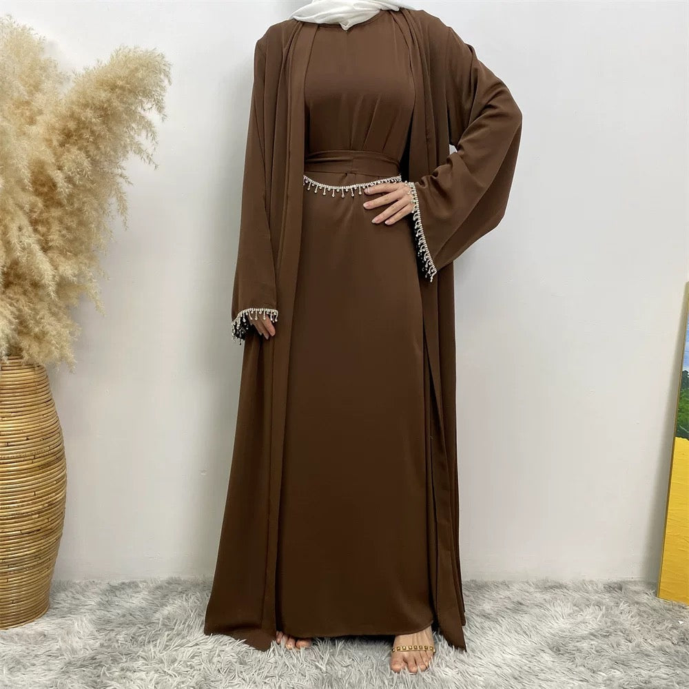 Hana – Klassische Abaya mit Glitzer – Bild 2