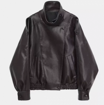 Clara – Lederjacke mit Stehkragen – Bild 2