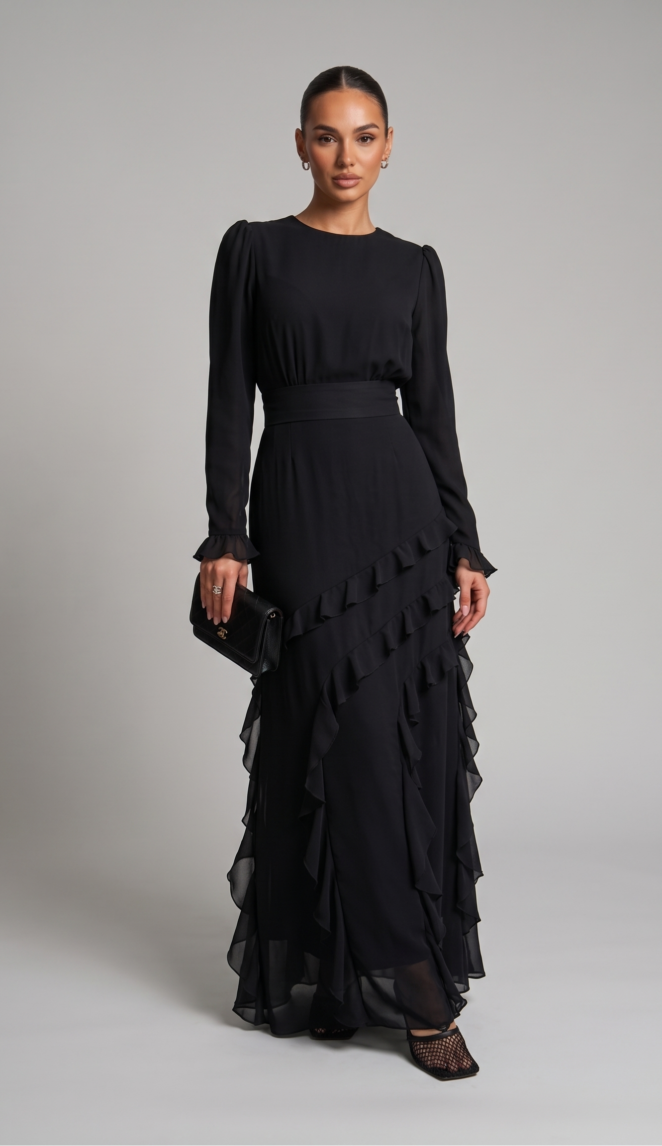 Ipek – Tailliertes Maxikleid mit Volants – Bild 2