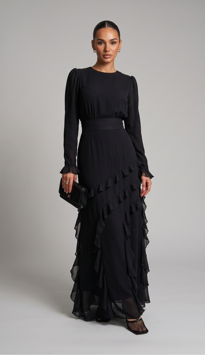 Ipek – Tailliertes Maxikleid mit Volants – Bild 2