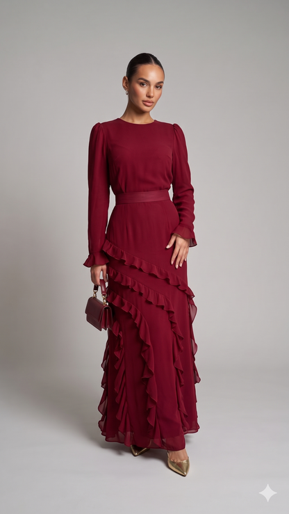 Ipek – Tailliertes Maxikleid mit Volants – Bild 3