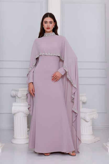Yara – Satin-Abaya mit Verzierung – Bild 2