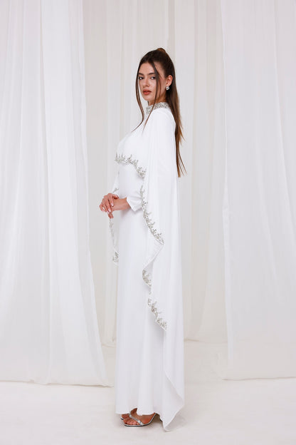Yara – Satin-Abaya mit Verzierung – Bild 4