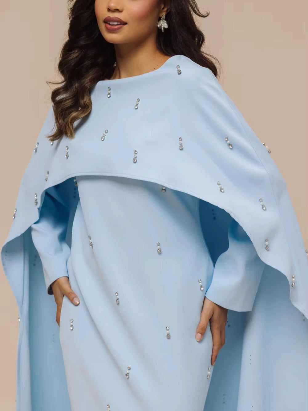Sena – Abaya mit Cape und Applikationen – Bild 3
