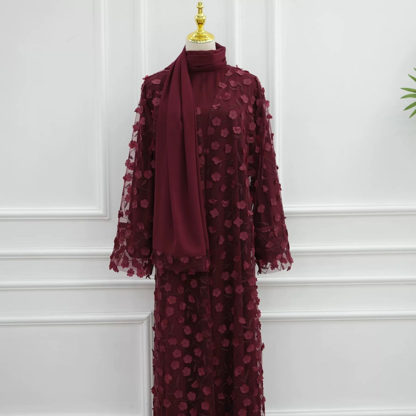 Beyza – Abaya mit Kimono im Blumenmuster