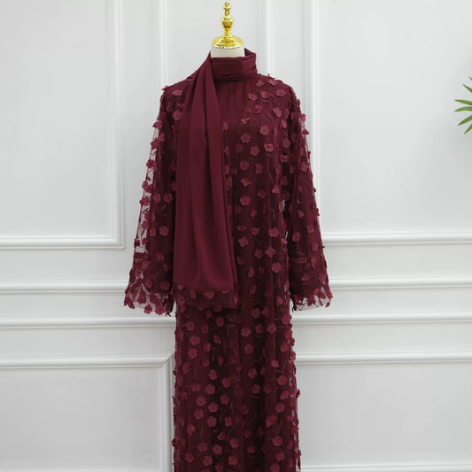 Beyza – Abaya mit Kimono im Blumenmuster