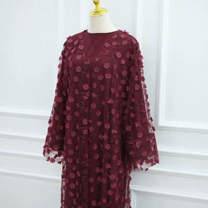 Beyza – Abaya mit Kimono im Blumenmuster – Bild 2