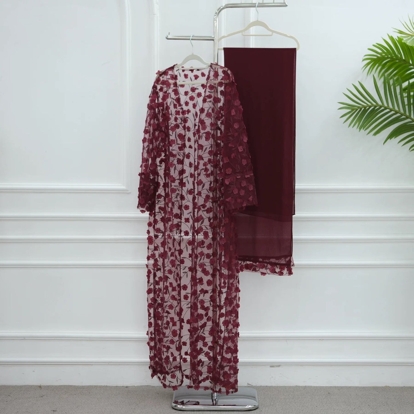 Beyza – Abaya mit Kimono im Blumenmuster – Bild 4