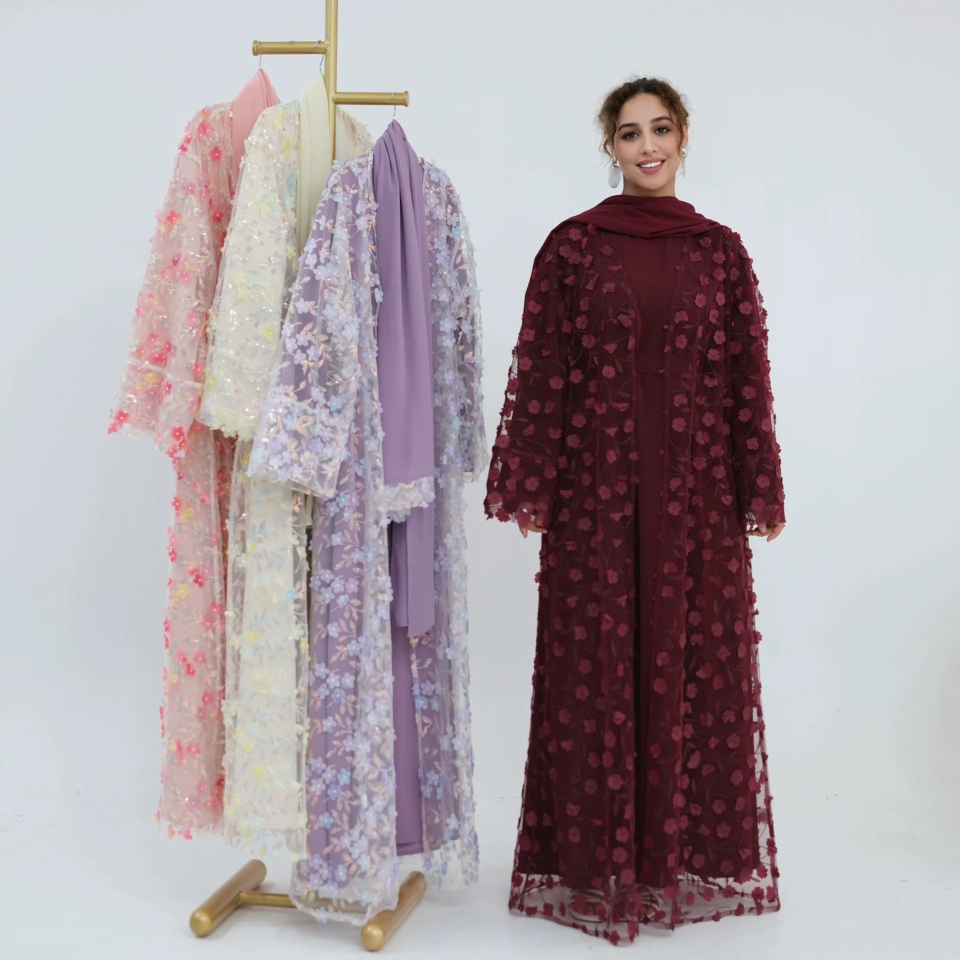 Beyza – Abaya mit Kimono im Blumenmuster – Bild 6