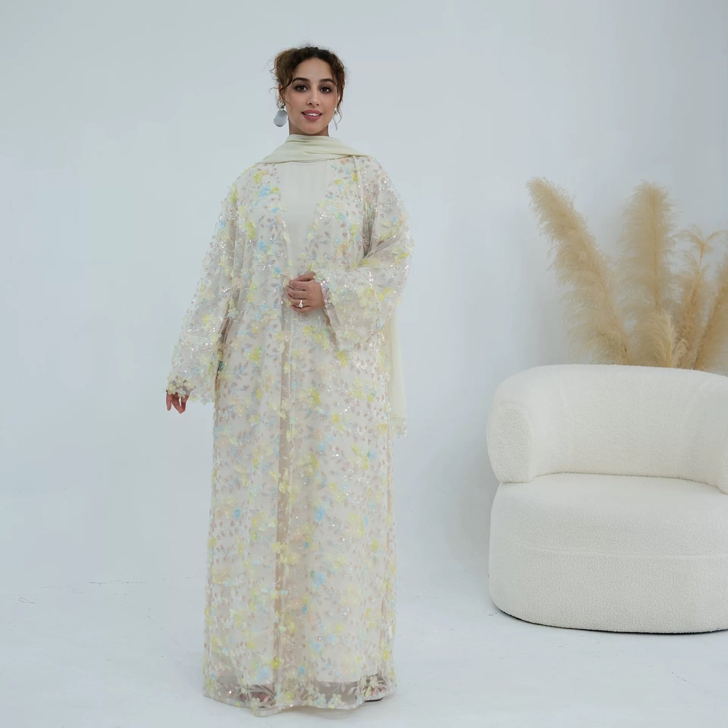 Beyza – Abaya mit Kimono im Blumenmuster – Bild 8