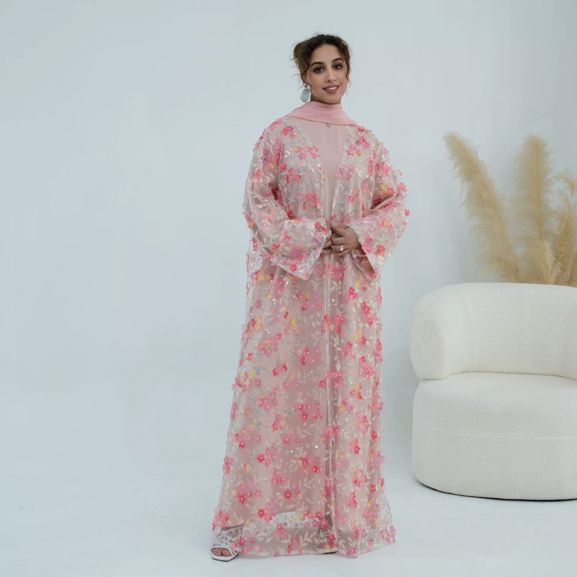 Beyza – Abaya mit Kimono im Blumenmuster – Bild 7