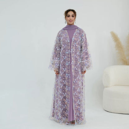 Beyza – Abaya mit Kimono im Blumenmuster – Bild 9