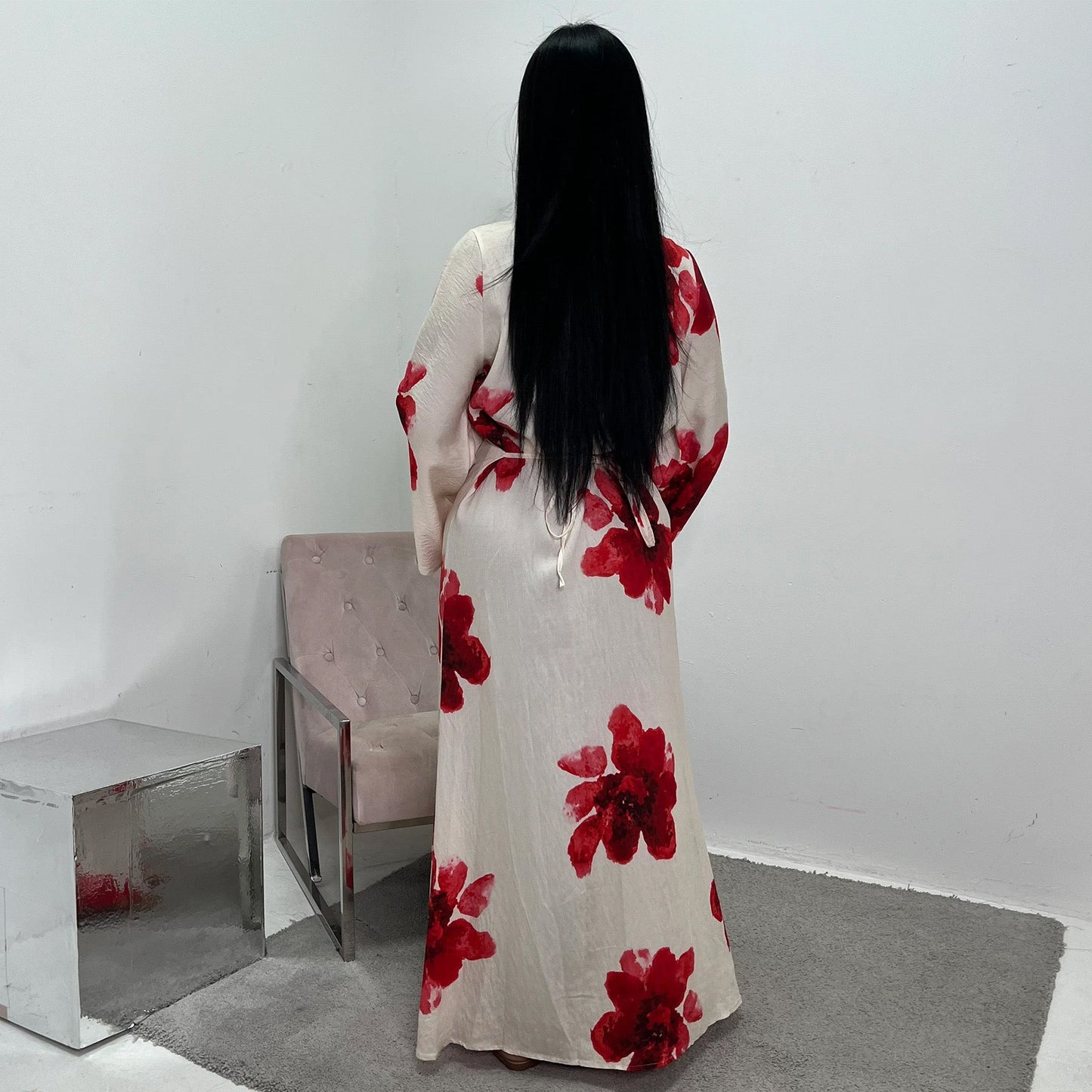 Naz – Abaya mit Blumenmuster – Bild 2