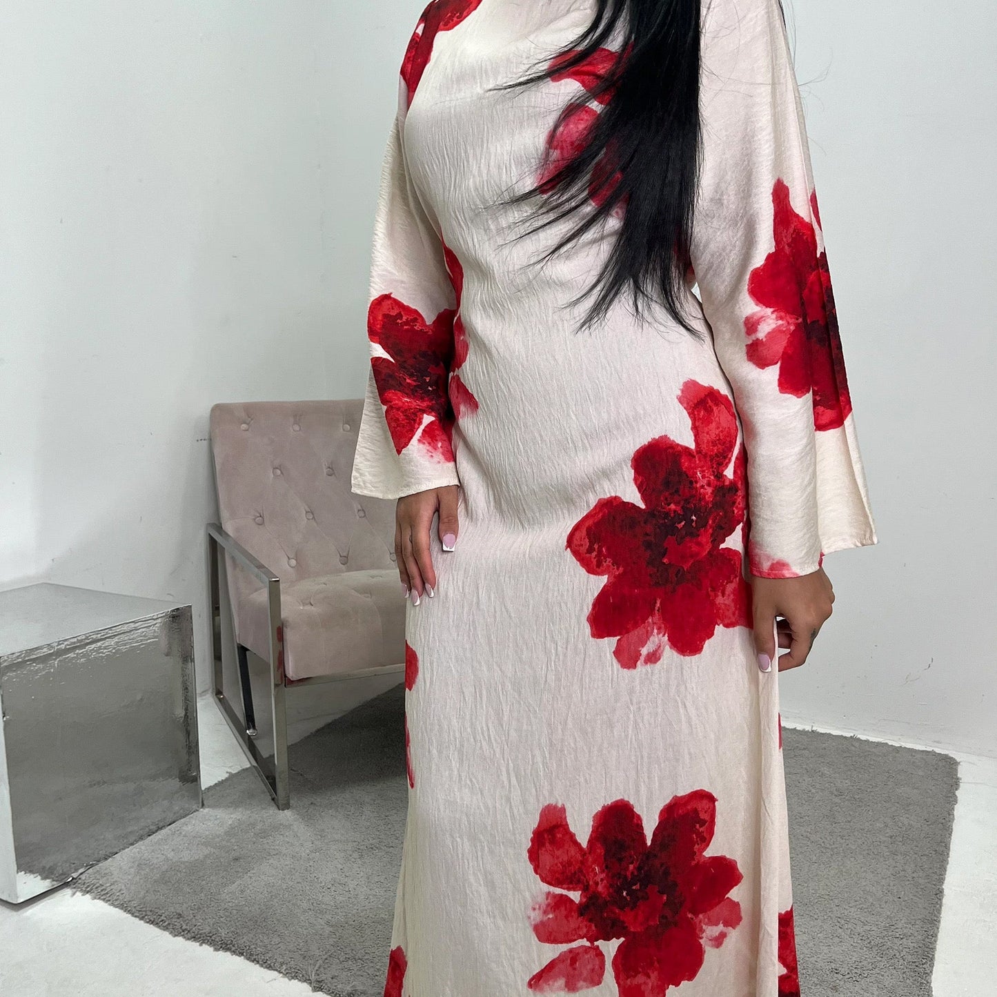 Naz – Abaya mit Blumenmuster – Bild 3