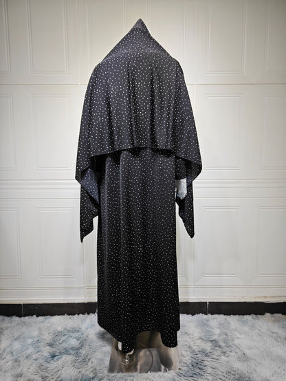 Aysu – Gepunktete Abaya mit Spitzencape – Bild 5