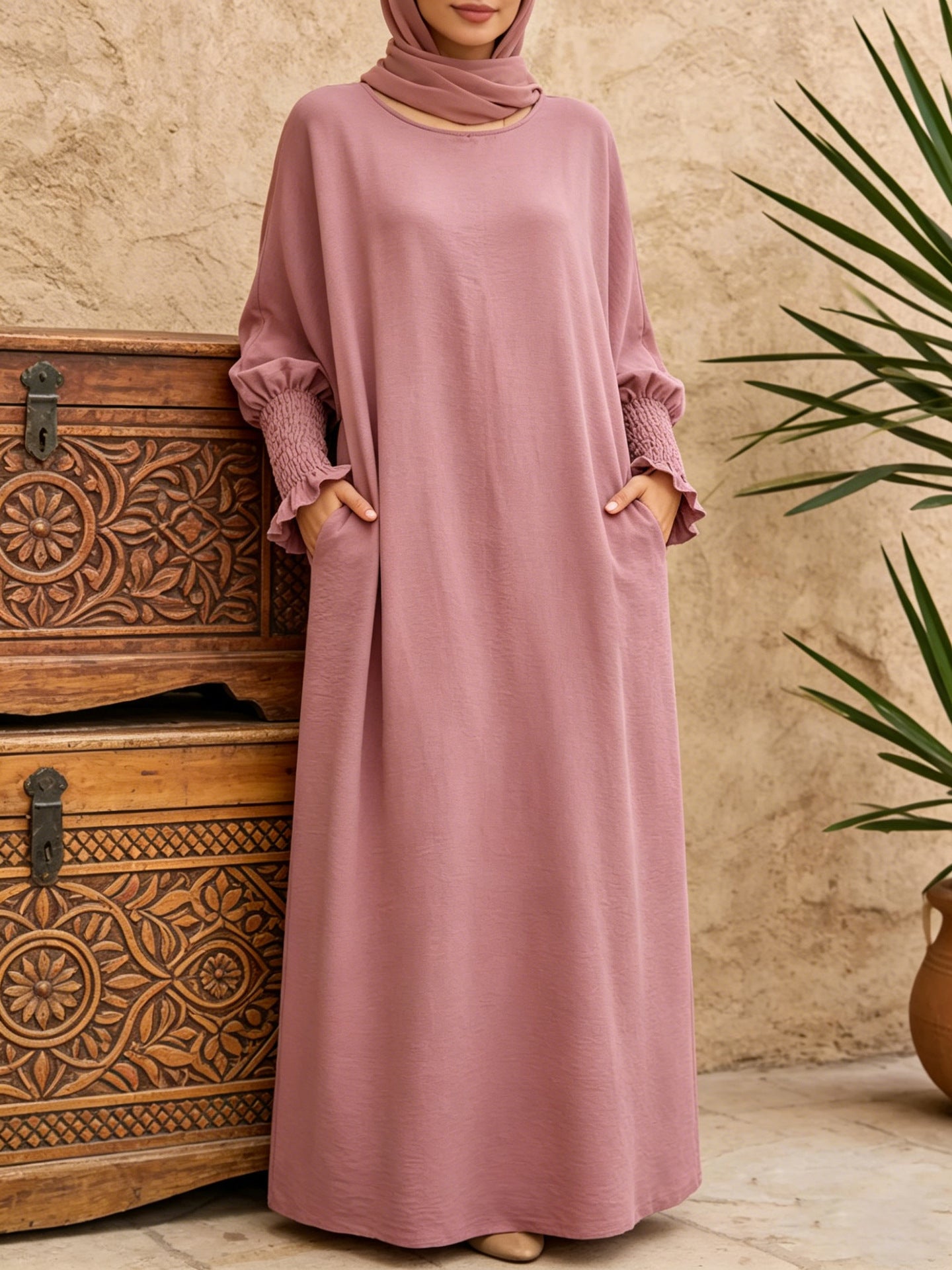 Aylin – Crepe-Abaya mit Taschen