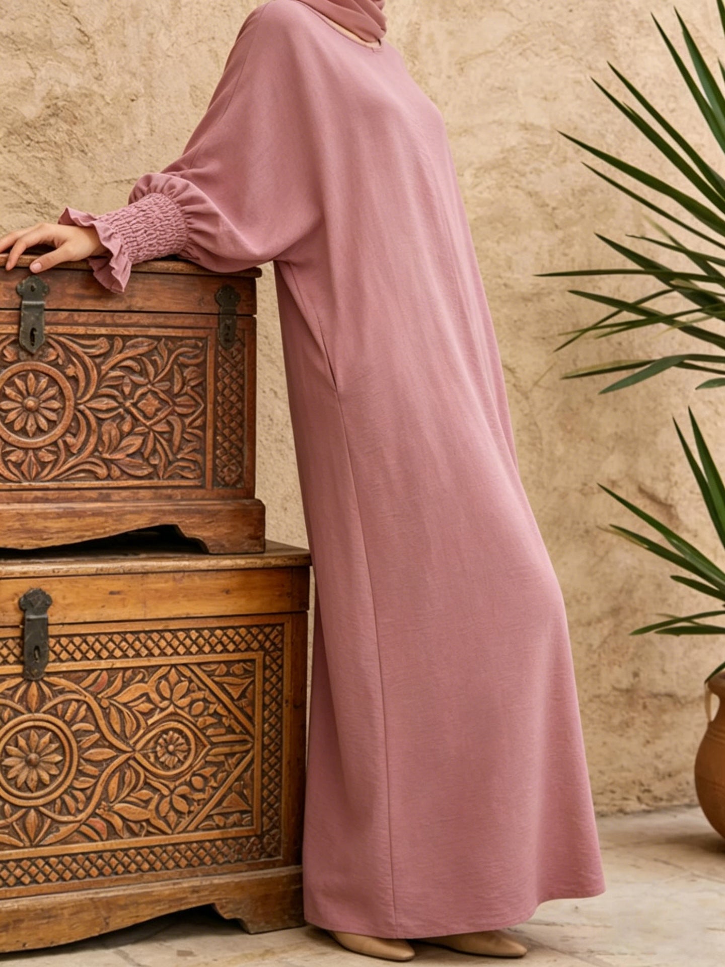 Aylin – Crepe-Abaya mit Taschen