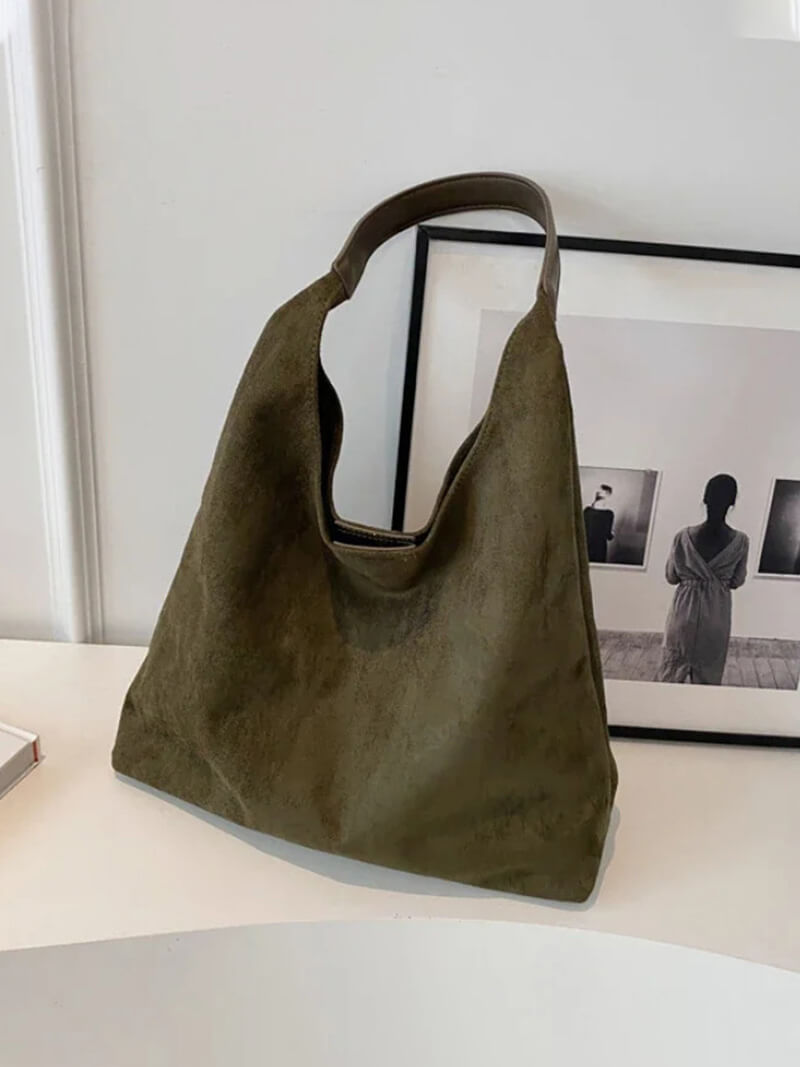 Handtasche in Wildlederoptik – Bild 5