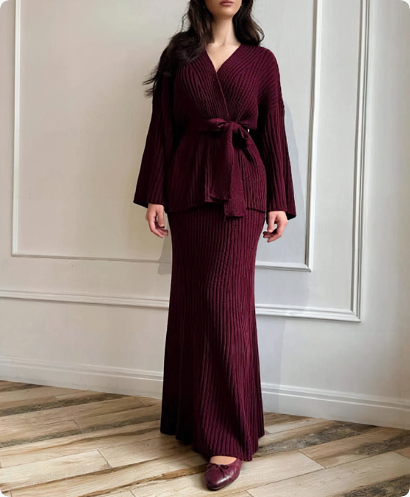 Zehra – Strick-Set – Bordeaux