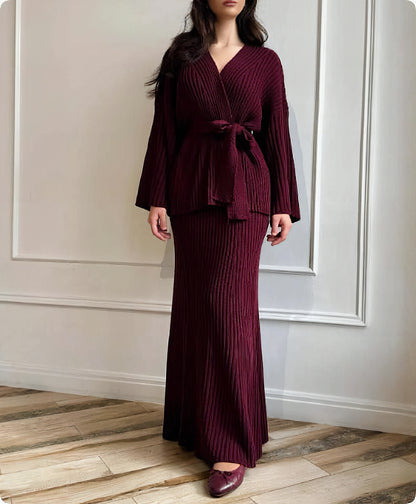 Zehra – Strick-Set – Bordeaux