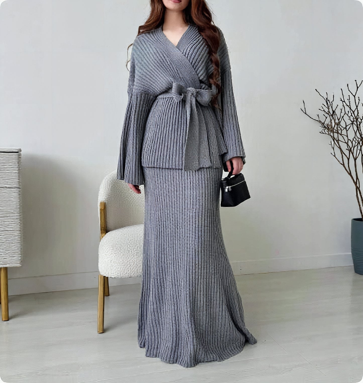 Zehra – Strick-Set – Grau